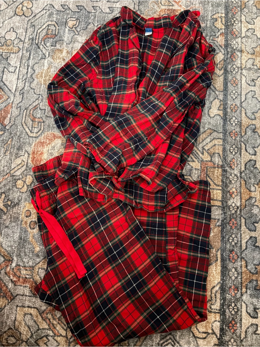 Old Navy Red and Black Plaid Flannel Set